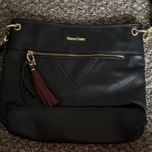 Franco Sarto Black Crossbody Bag with Gold Accents